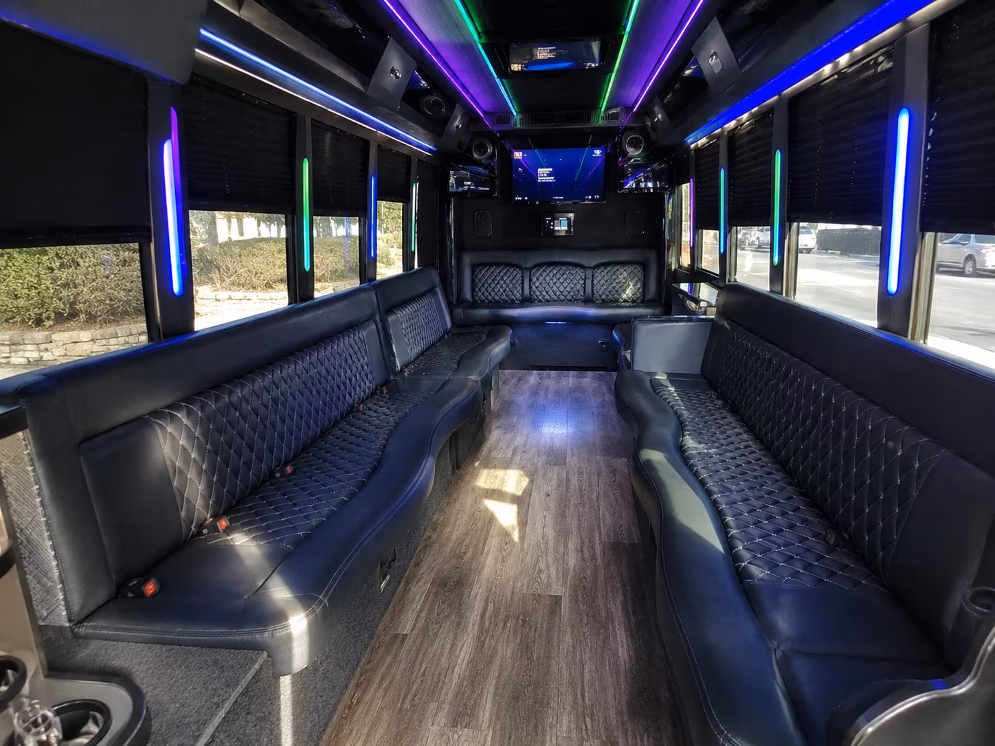 ames 15 passenger party bus interior