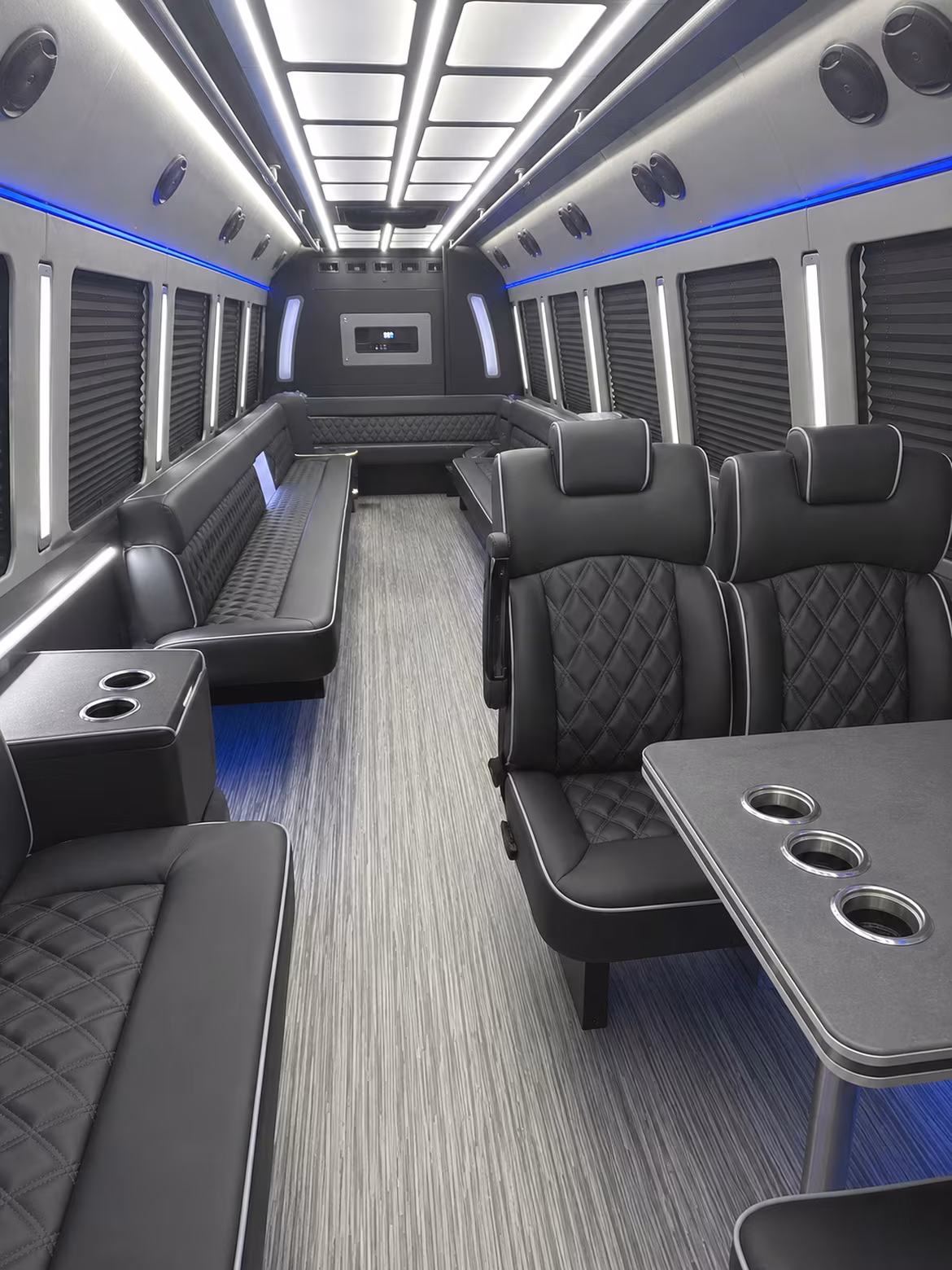 ames 25 passenger party bus inside