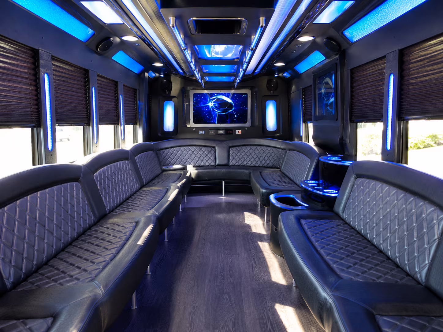 ames 28 passenger party bus inside