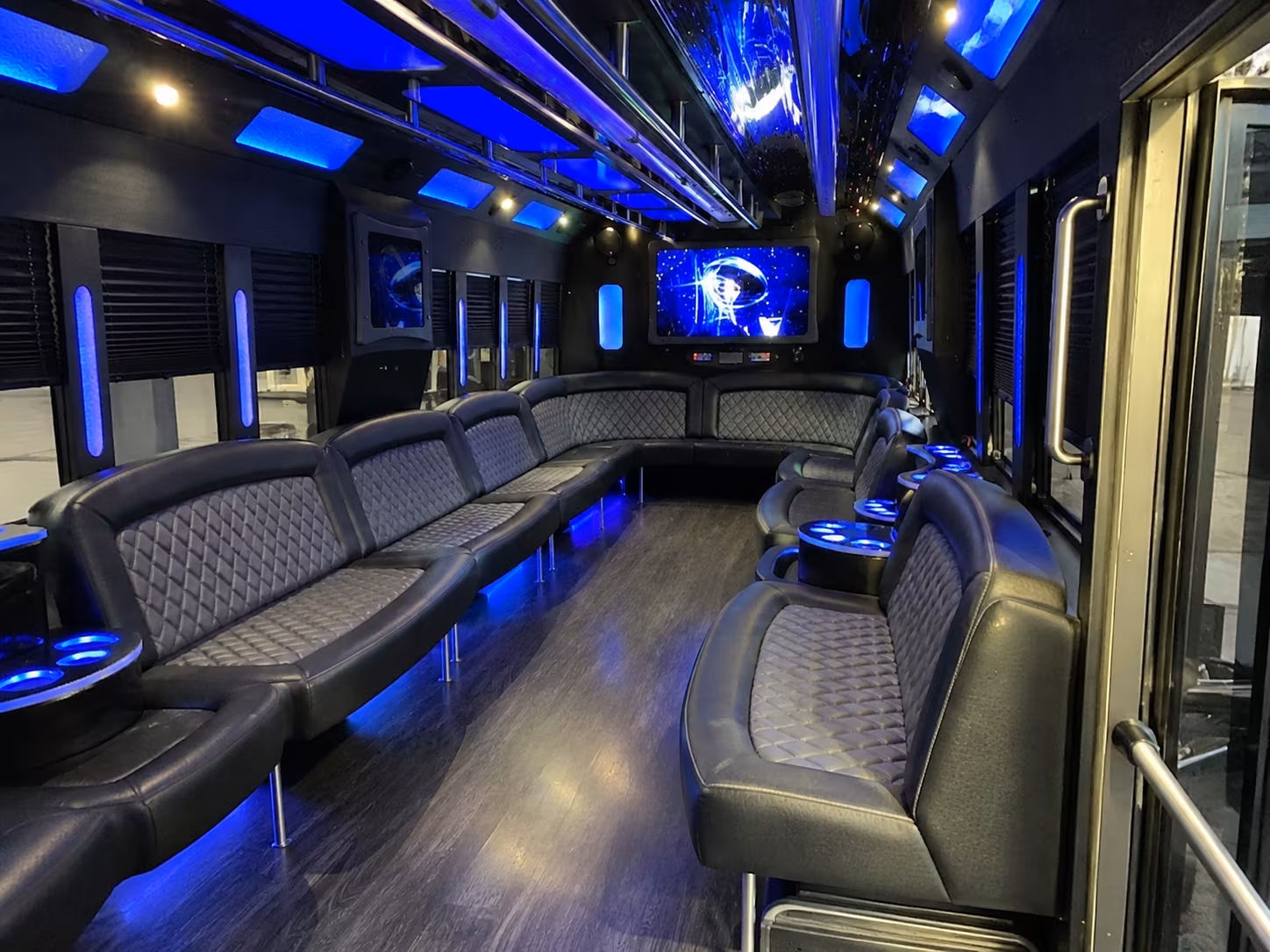 ames 28 passenger party bus interior