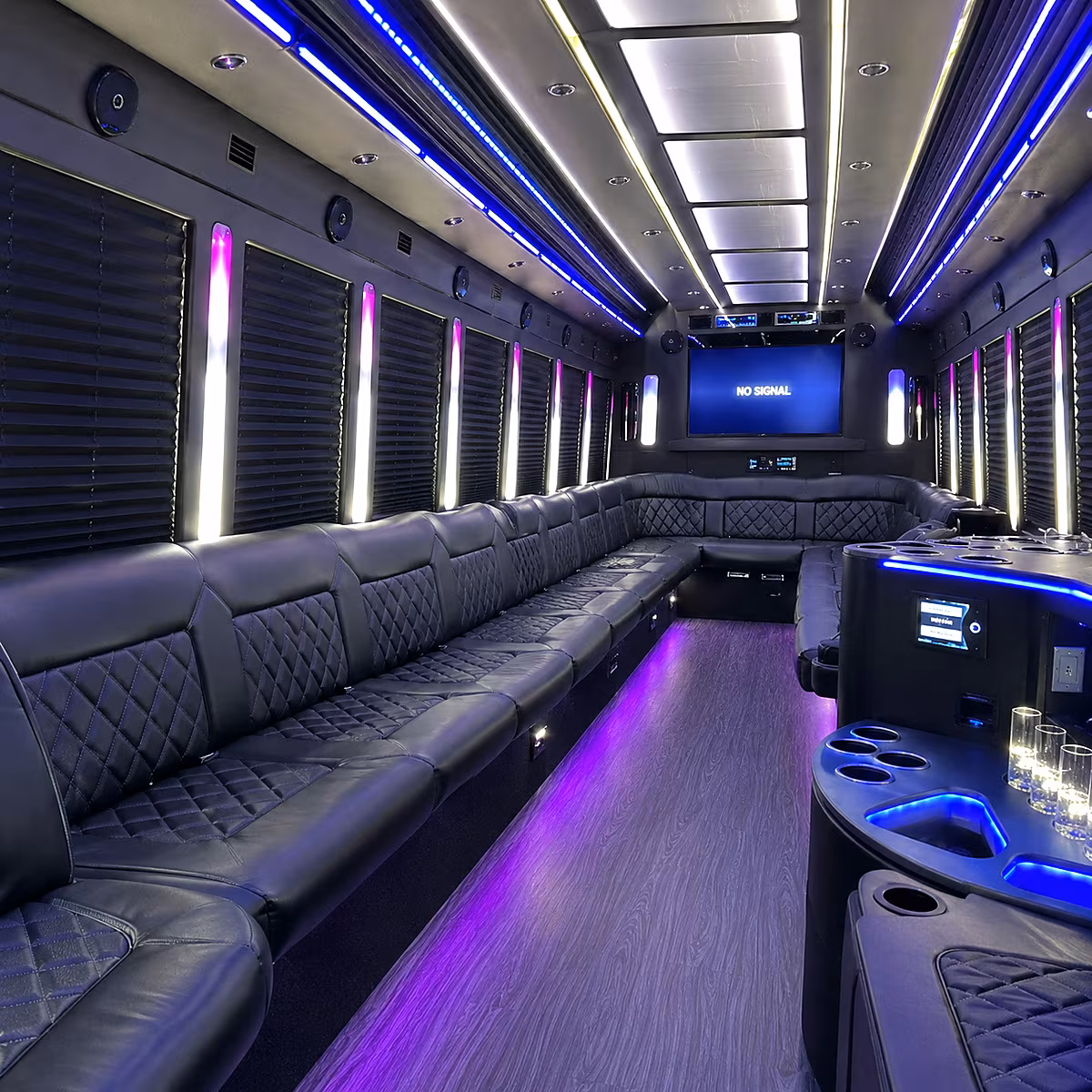 ames 30 passenger party bus inside