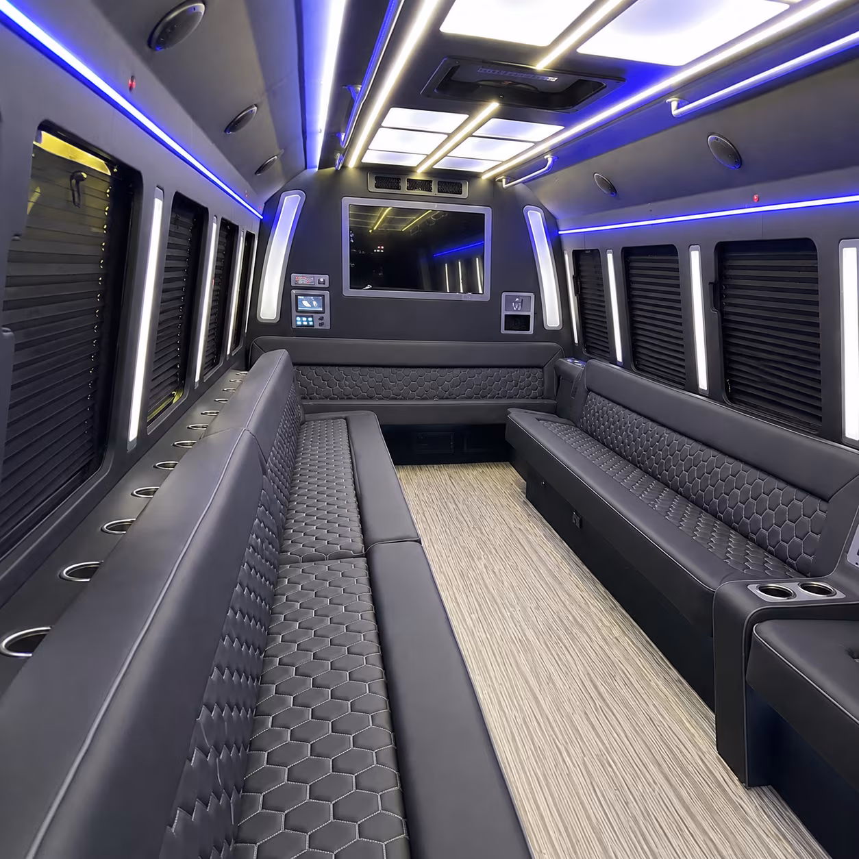ames 40 passenger party bus inside