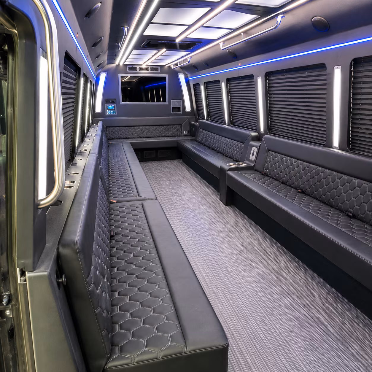 ames 40 passenger party bus interior