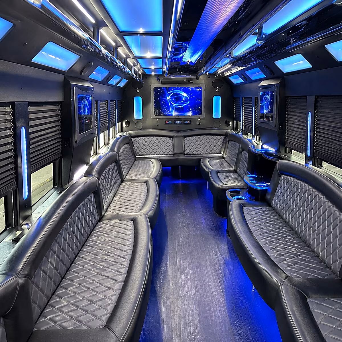 ames 50 passenger party bus interior